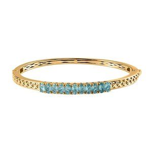 2.75 ct Madagascar Paraiba Apatite 18K YG Plated Bangle Bracelet 7.25 in - NWOT